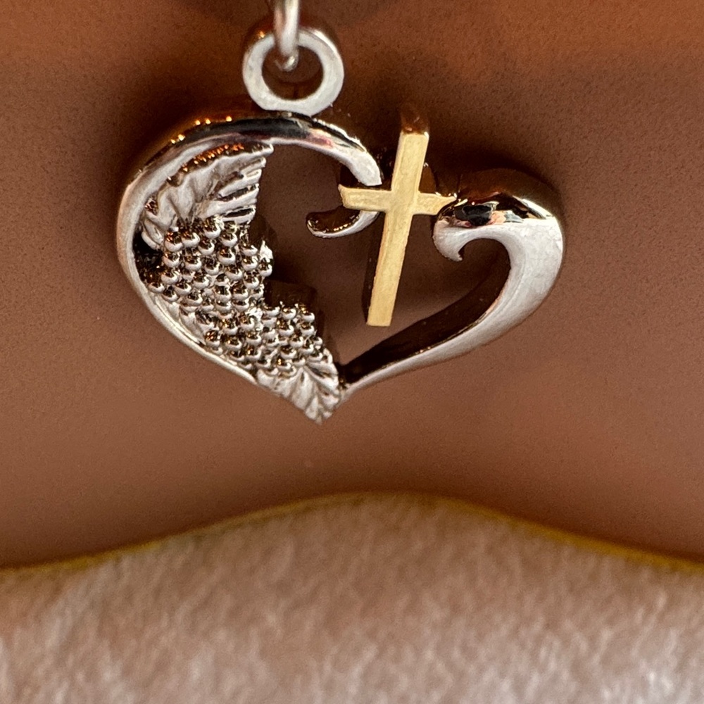 Sterling Silver Heart Pendant with Gold Cross